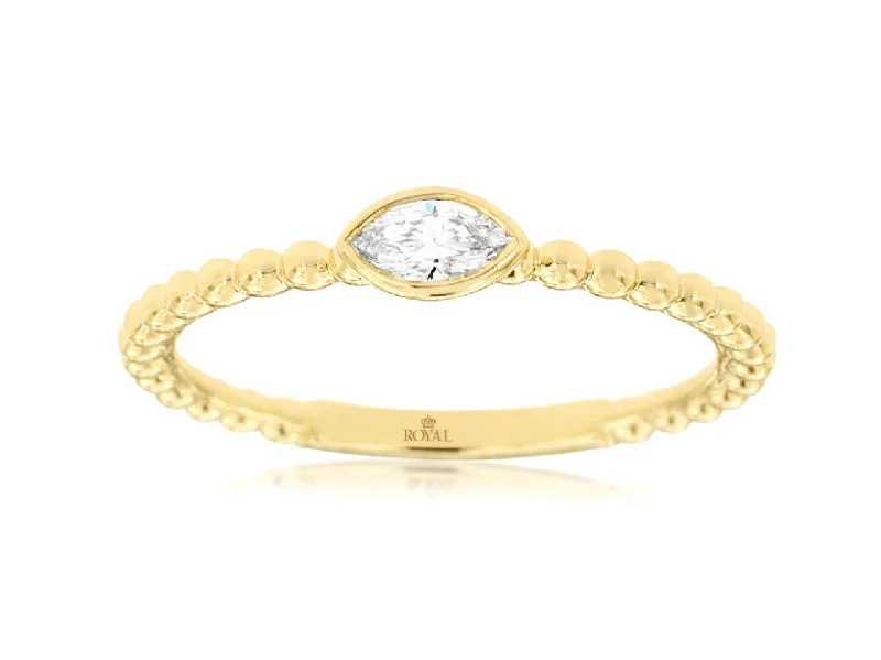 Rings Cling Comfort-14k Yellow Gold Stackable Marquise Diamond Band