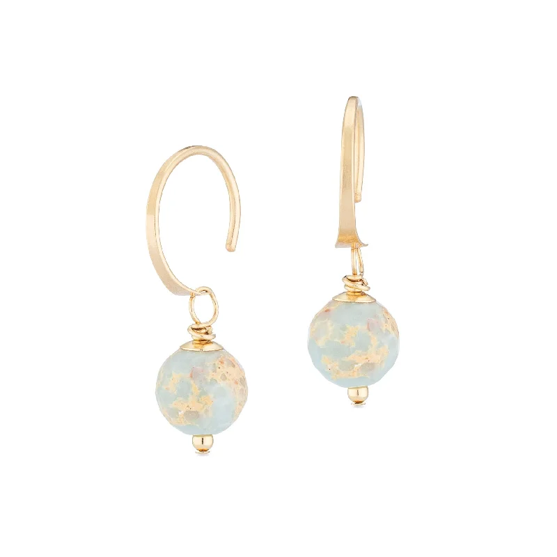 Earrings For Soft Wear-ella huggie hoops with icy blue jasper