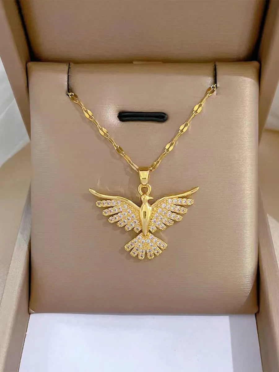 Necklaces For Old Flair-Wholesale Basic Modern Style Classic Style Eagle 304 Stainless Steel Copper 18K Gold Plated Zircon Pendant Necklace