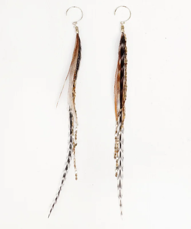 Earrings For Dense Days-Glistening Long Feather Earrings