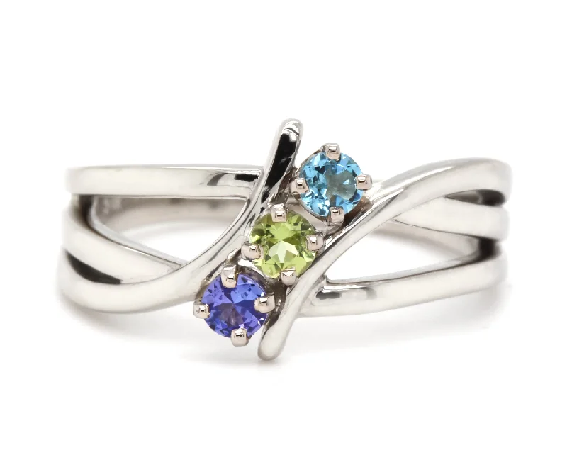 Rings For Cloak Pairings-Weaved Modern Mothers Birthstone Family Silver Ring