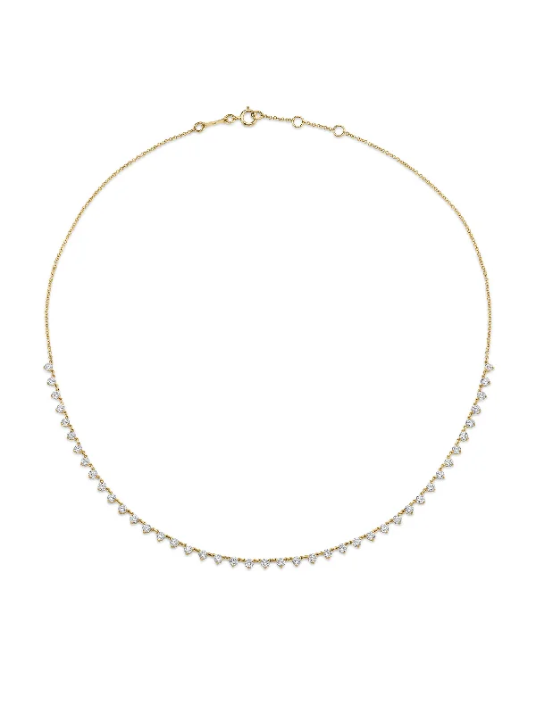 Necklaces For Heat Glow-Floating Necklace - White Diamond / 14k Yellow Gold