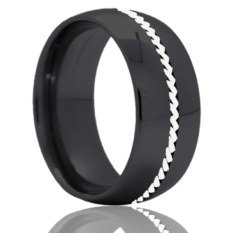 Choice Rings For Lavish Flair-Dome Zirconium Band Woven Silver Inlay Ring