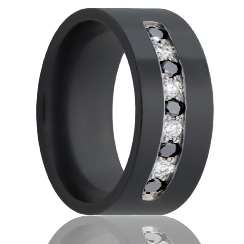 Rings For Secluded Nights-Flat Zirconium Band Polished