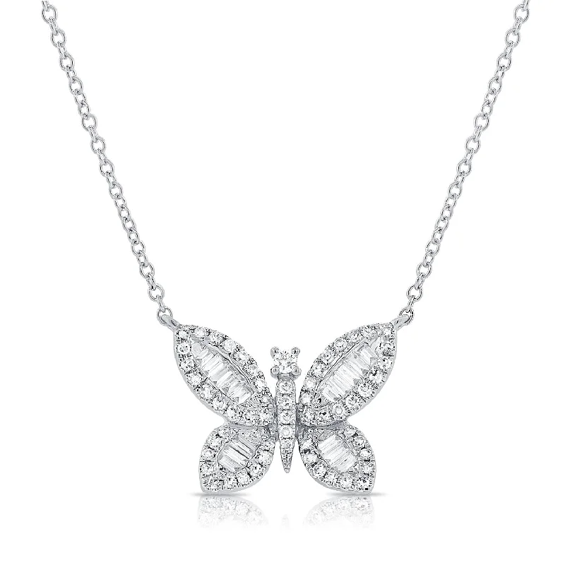 Necklaces Glow Routine-14k Gold & Diamond Butterfly Necklace