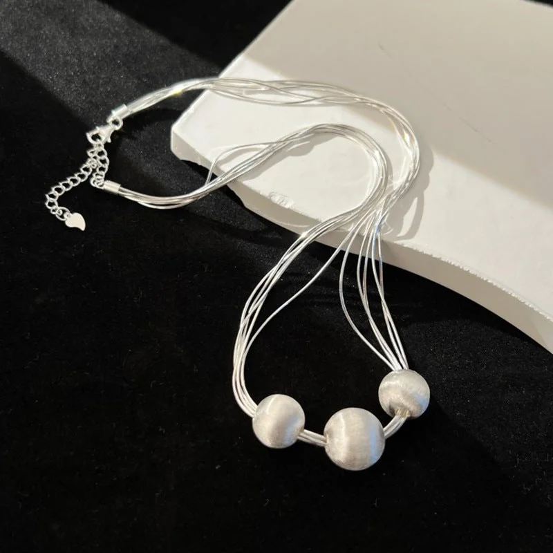 Necklaces For Tight Looks-Simple Style Solid Color Artificial Pearl Copper Beaded Plating Silver Plated Unisex Necklace