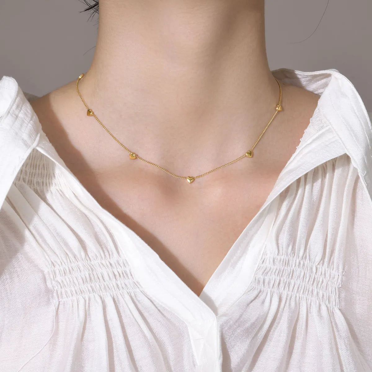 Necklaces For Infants-Simple Style Heart Shape Stainless Steel Plating Gold Plated Necklace