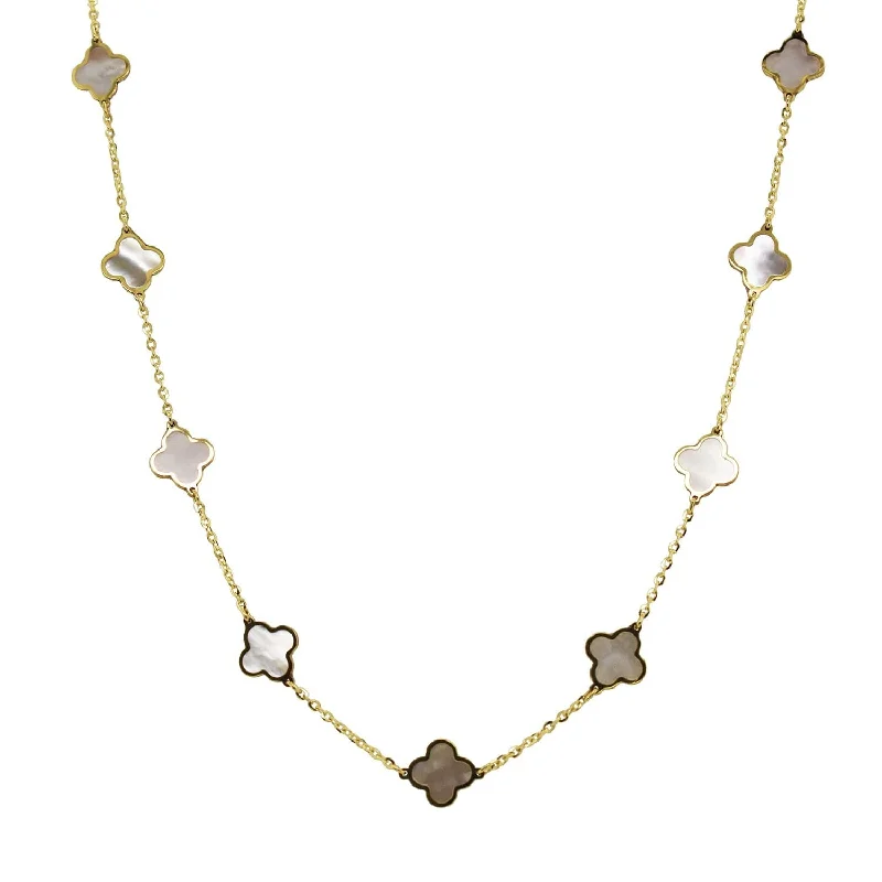 Prime Necklaces For Swift Wear-14k Gold Mother Of Pearl Clover Necklace