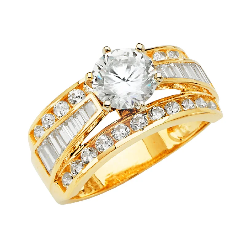 Rings For Polished Looks-14K Solid Gold Round Cut CZ Vintage Wedding Engagement Ring