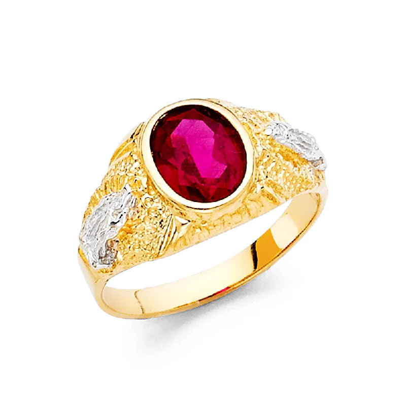 Woodland Rings For Roots-14K Solid Gold Red CZ Ring