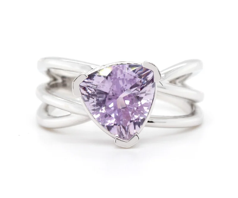 Best Full Rings-Weave Pink Amethyst Trillion Ring