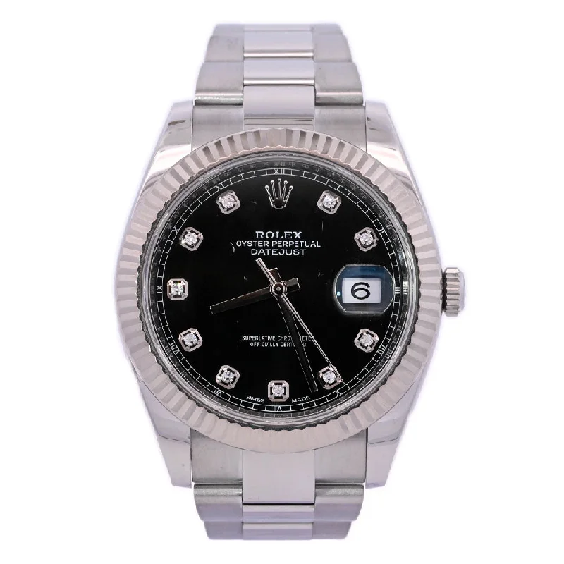 Top Craft Watches-Rolex Datejust 41mm Black Dial Watch Ref# 126334