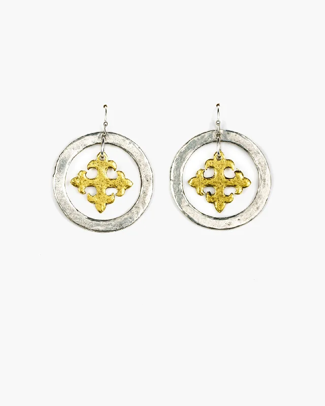 Earrings For Lounge Wear-Maltese Cross Hoop Earring (ER130)