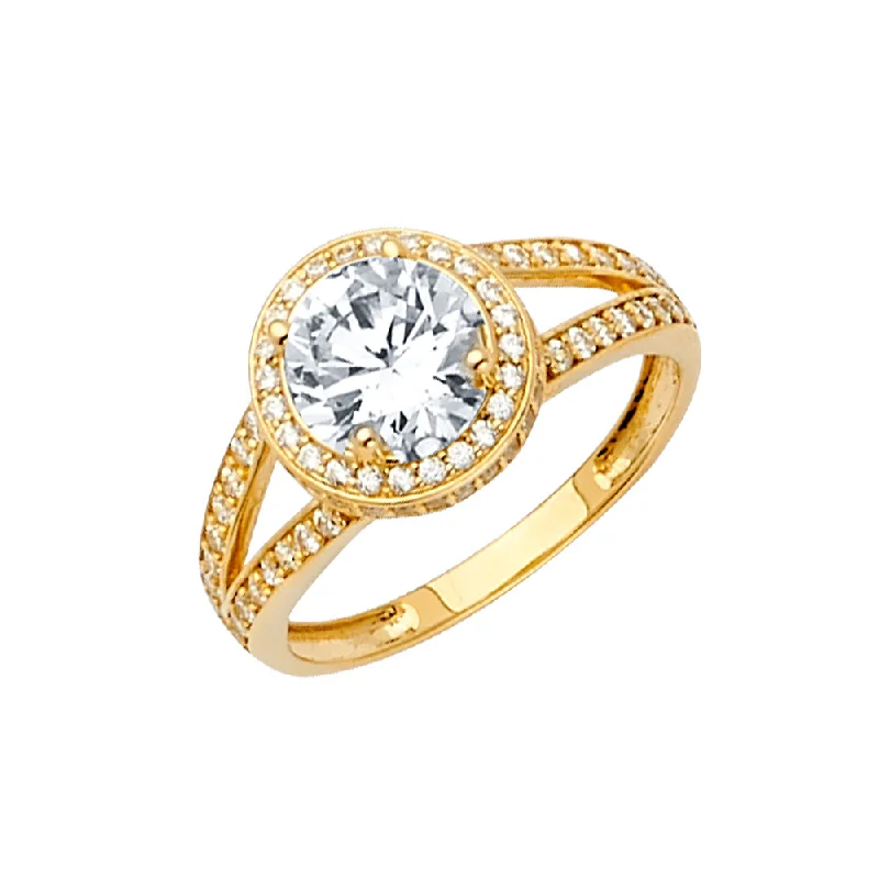 Rings For Wave Gleam-14K Solid Gold Round Cut CZ Solitaire Engagement OR Anniversary Ring