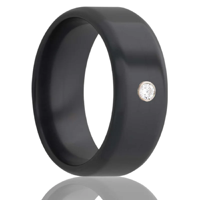 Rings For Toddler Fingers-Diamond Solitaire Black Zirconium Ring