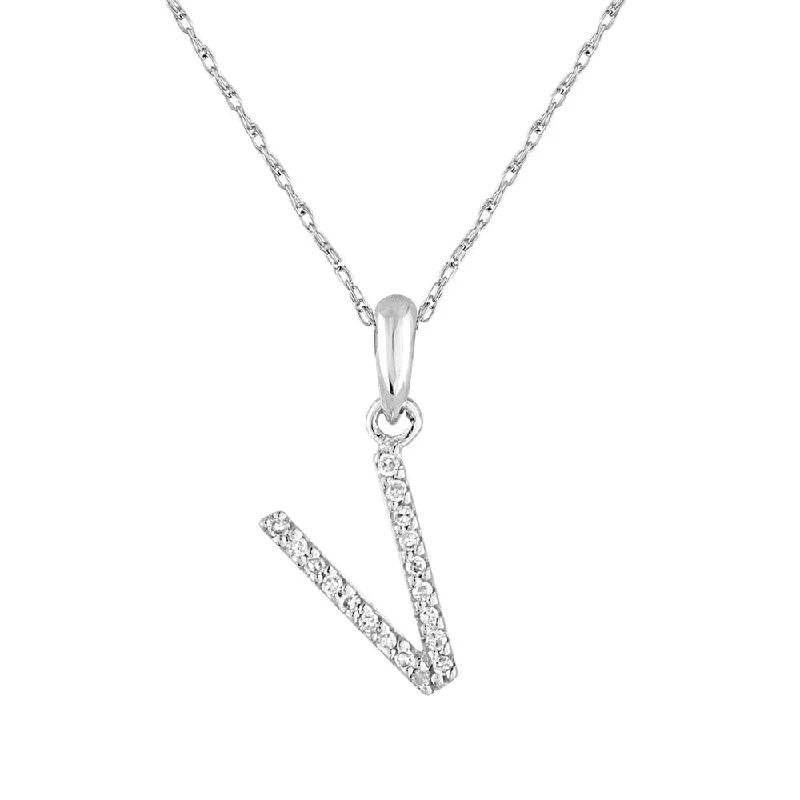 Necklaces For Club Looks-14k Gold & Diamond Initial Necklace- V