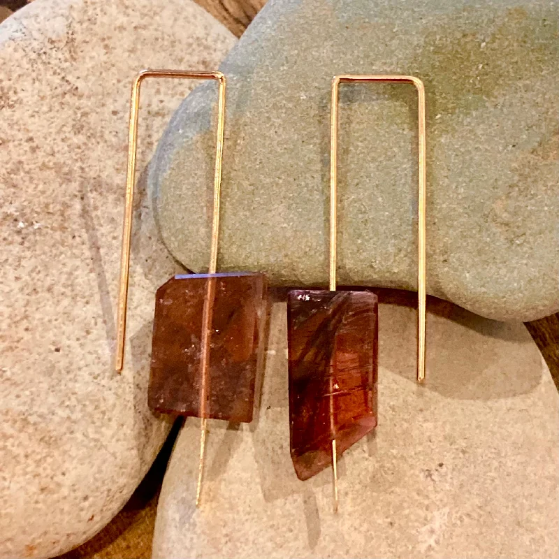 Earrings Grip Rules-Geometric Single Tourmaline 14K Gold Earrings