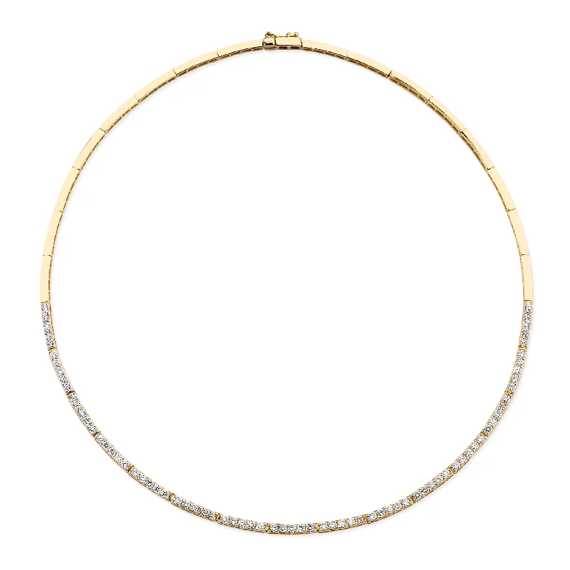 Necklaces For Hard Days-Crescent Eternity Necklace - White Diamond / 14k Yellow Gold