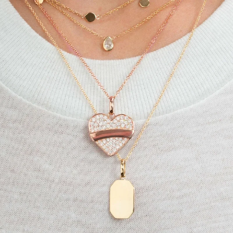 Necklaces Bulk Guide-Tattoo Heart Pendant - White Diamond Pavé / 14k Rose Gold