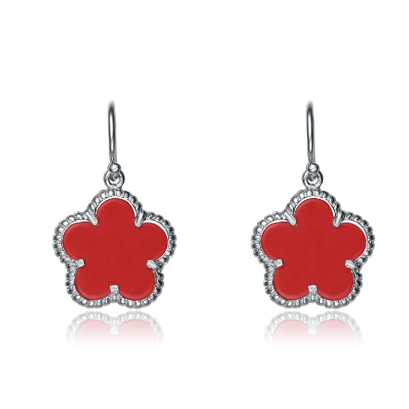 Earrings For Low Shine-Jeanne Red Flower Earrings