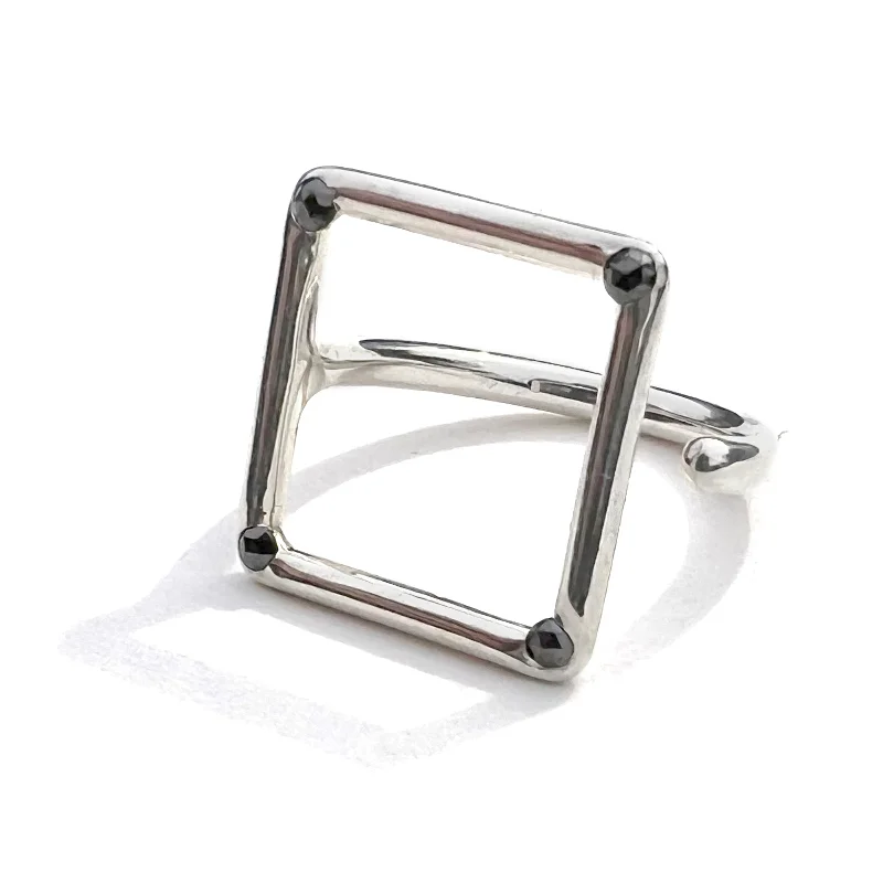 Rings Caliber Tips-MPR x NU/NUDE Square Ring with Stones