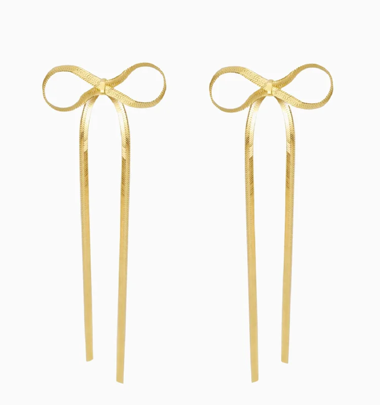 Earrings For Damp Shine-Long Bow Earrings