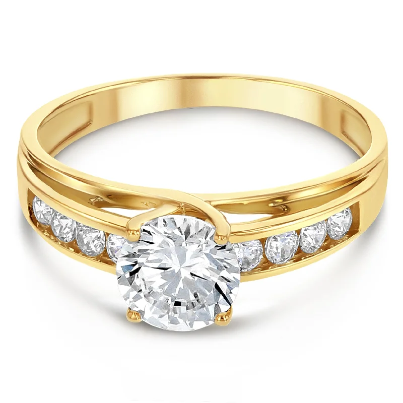 Rings Creation Legends-14K Solid Gold 1 Ct. Round Cut CZ Wedding Engagement Ring