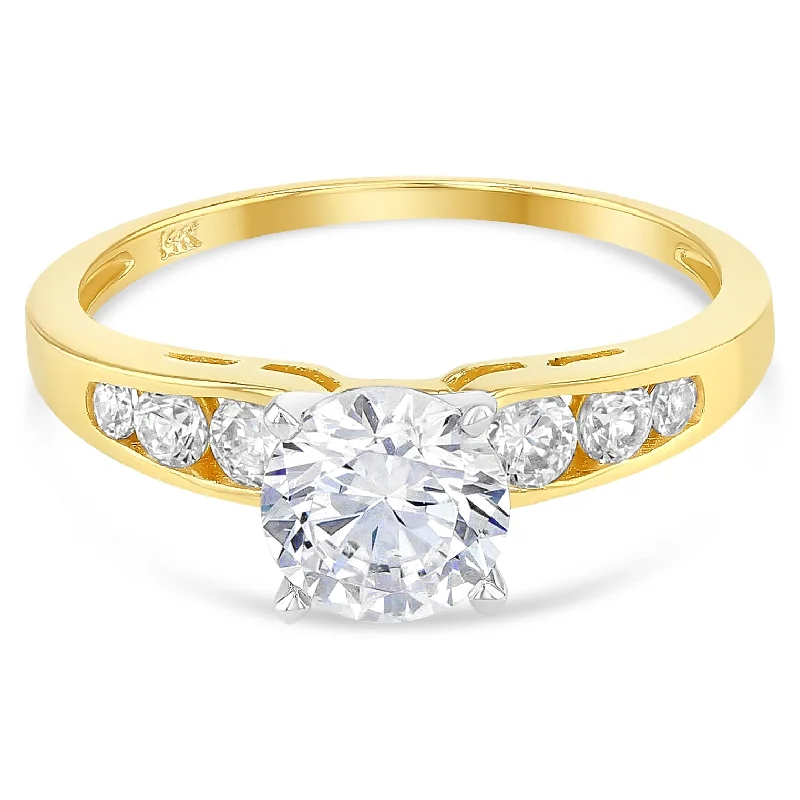 Rings For Lithe Wrists-14K Solid Gold 0.5 Ct. Round Solitaire CZ Engagement Ring