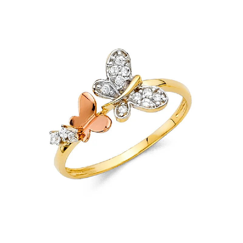 Rings For Tireless Adults-14K Solid Gold CZ Plain Ring