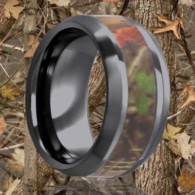 Rings Flair Rituals-Black Diamond Ceramic Ring with Camouflage Inlay