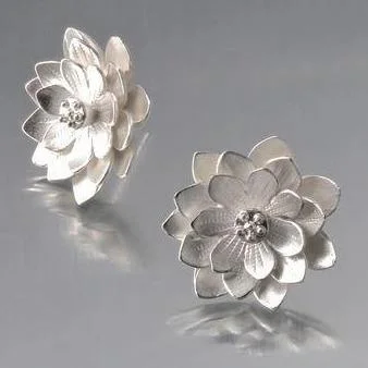 Earrings For Breezy Days-Lotus Sterling Silver Post Earrings