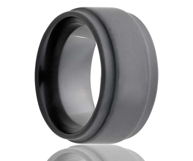 Rings Grip Secrets-Black Sand Blasted Step Edge Ceramic Ring