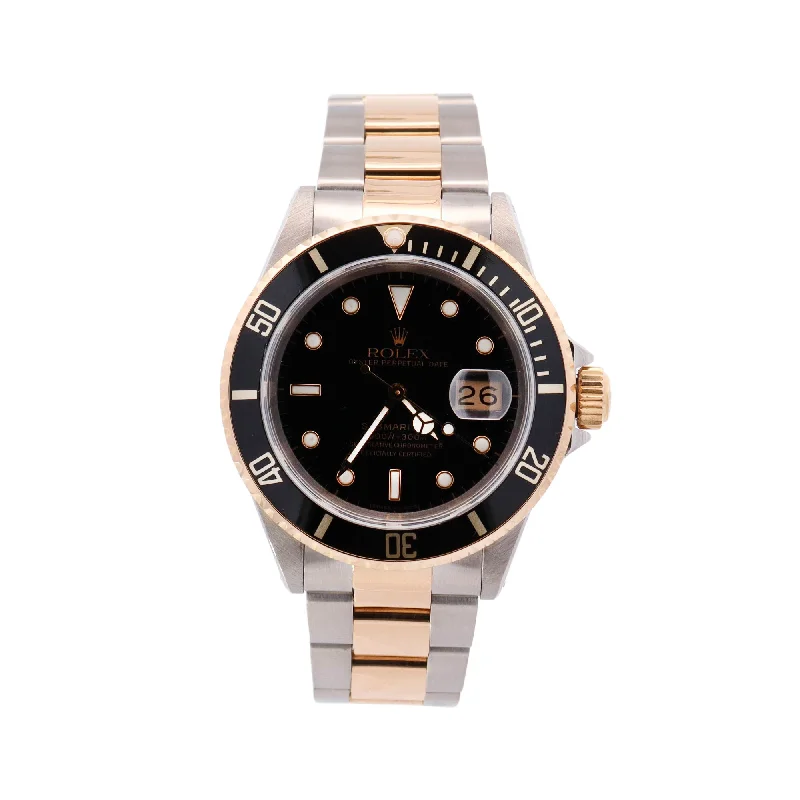 Watches For Full Wrists-Rolex Submariner 40mm Black Dot Dial Watch Ref# 16803