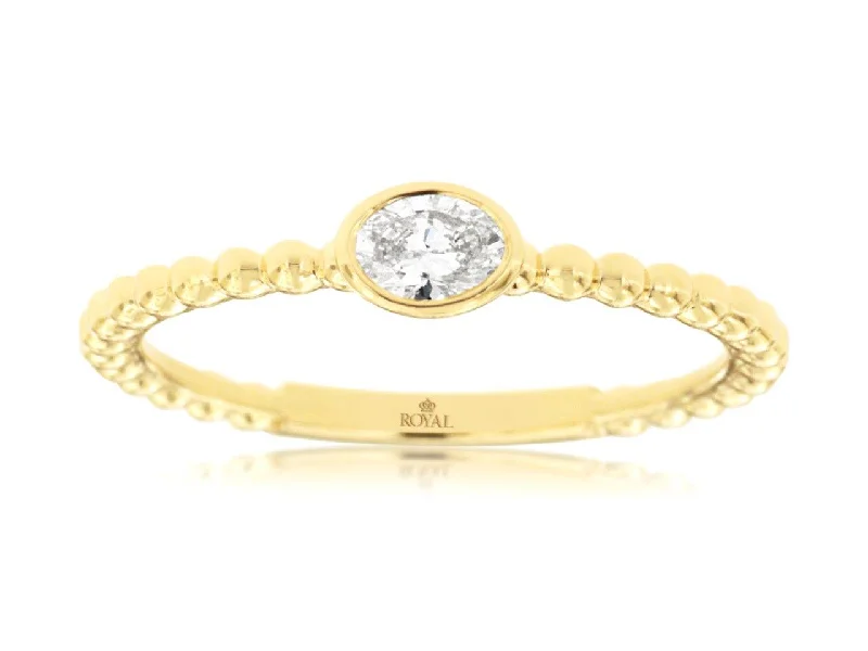 Rings Aura Lessons-14k Yellow Gold Stackable Oval Diamond Band