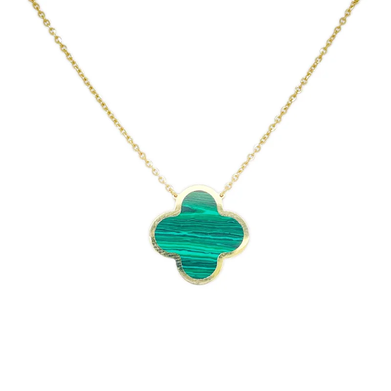 Best Take Necklaces-14k Gold & Malachite Clover Necklace