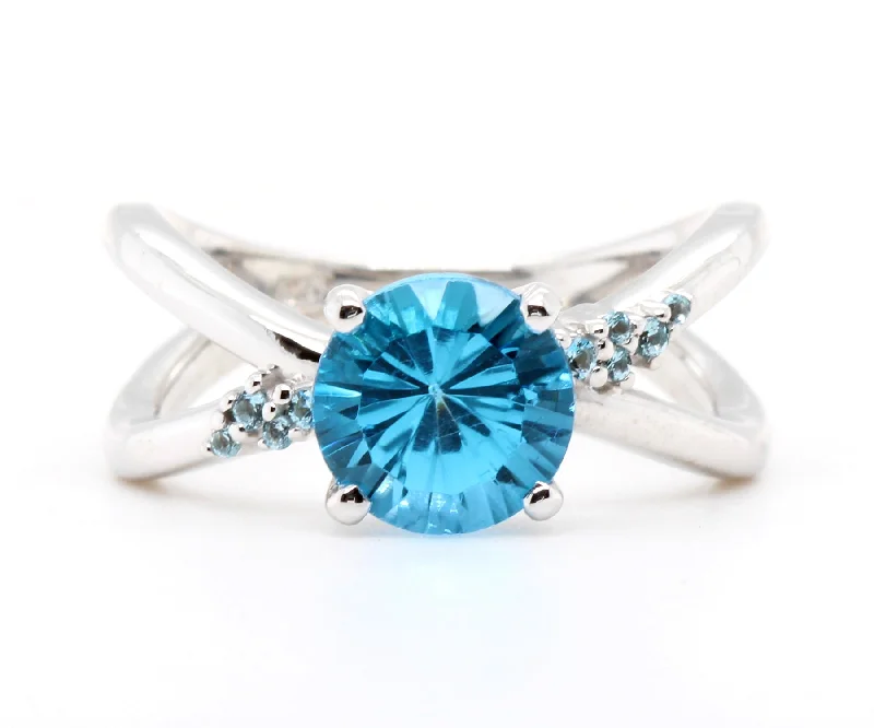 Rings Gem Secrets-Criss Cross Starburst Blue Topaz Ring