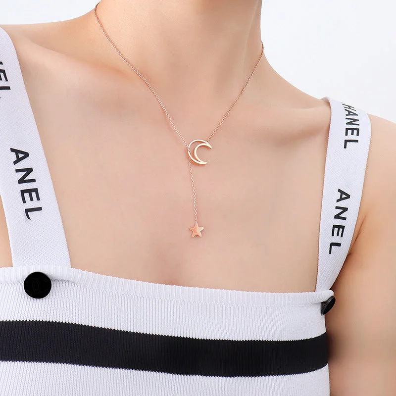 P315 Rose Star Moon Necklace 48cm