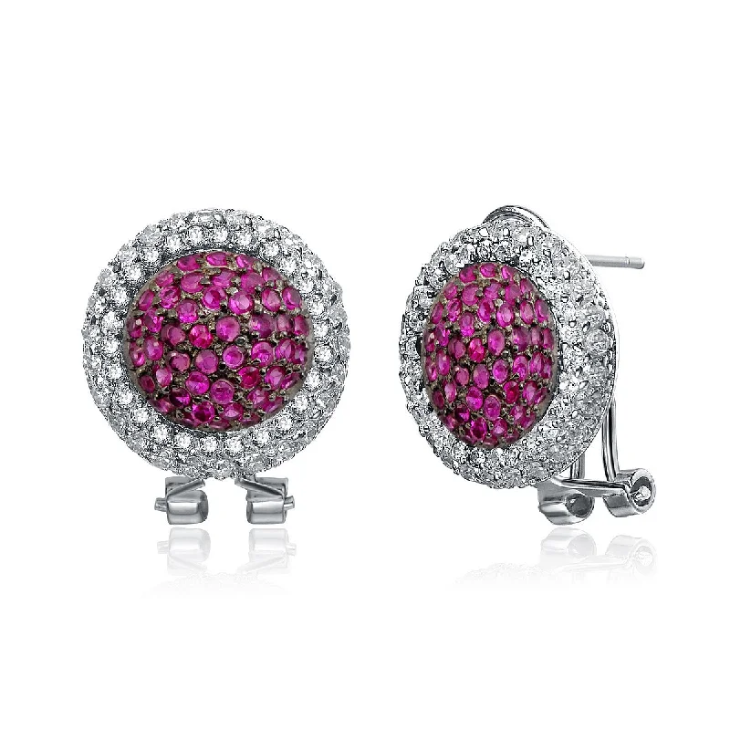 Earrings For Fine Chains-Juliette Round Ruby Omega Earrings