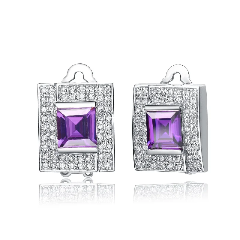 Best Find Earrings-La Scène Purple Square Stud Earrings