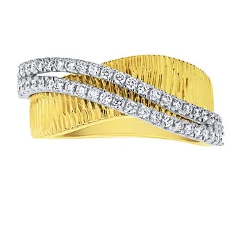 Rings Value Scores-14k Two-Tone Gold Textured Diamond Band