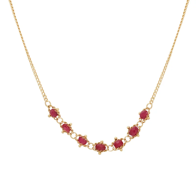 Best High Necklaces-Ruby Textile Necklace