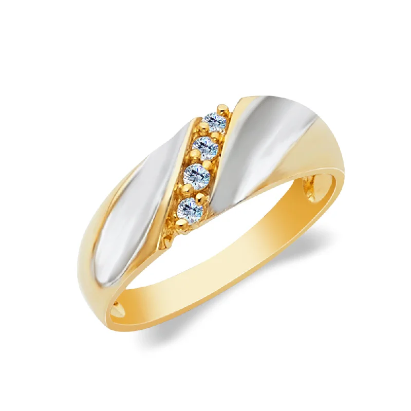 Rings Cost Secrets-14K Solid Gold CZ Men's Wedding Band