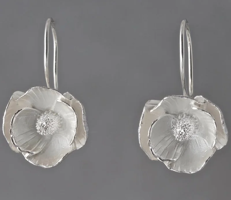 Earrings For Vivid Impact-Large Poppy Sterling Silver Loop Earrings