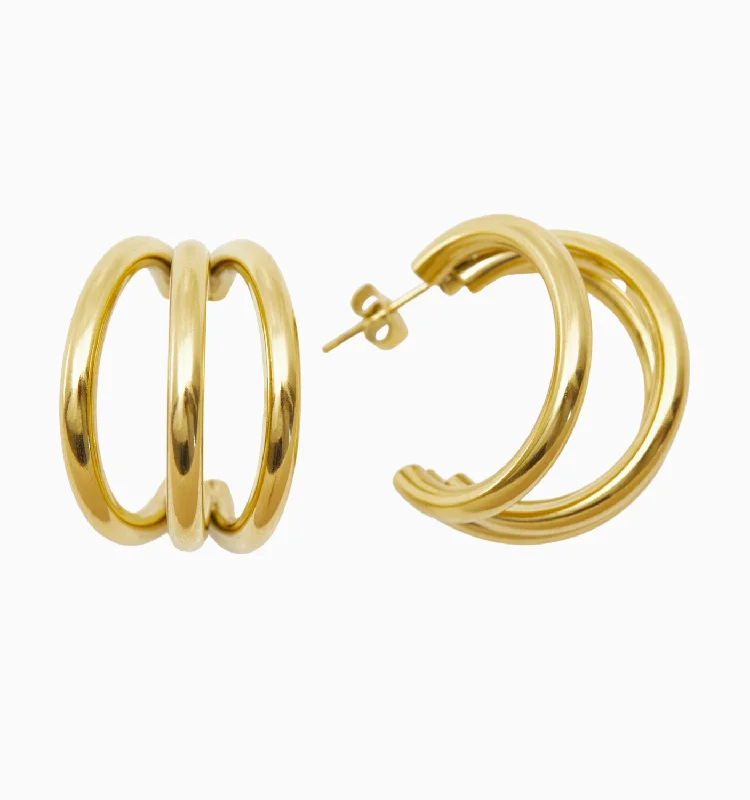 Cool Earrings For Class-Sophia Triple Hoop Earrings