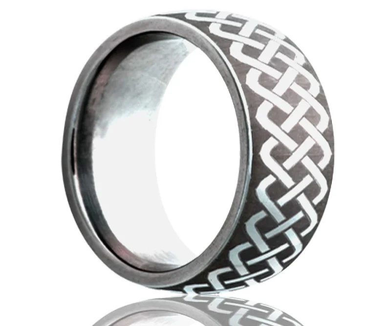 Rings Ease Secrets-Cobalt Dome Laser Engraved Weaved Ring