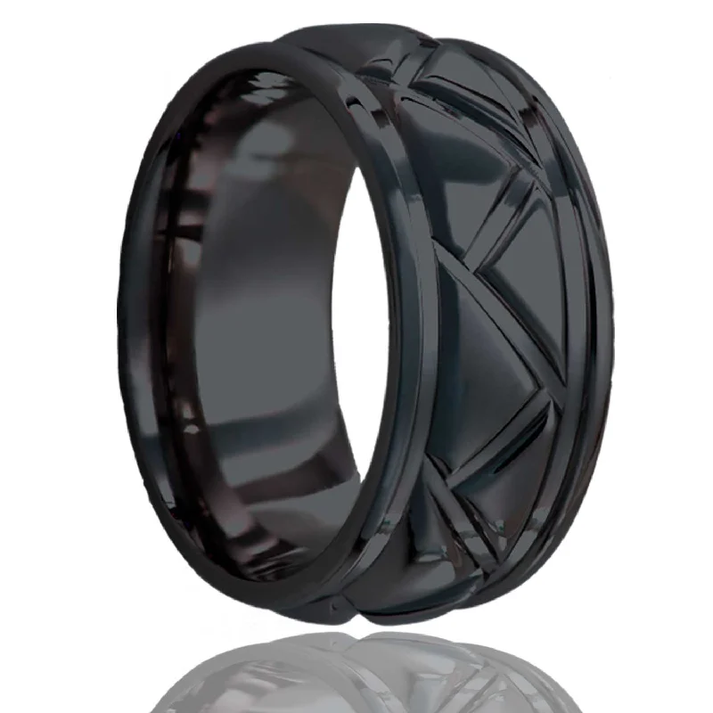 Rings Fortitude Marks-Dome Zirconium Ring with a Milled Pattern