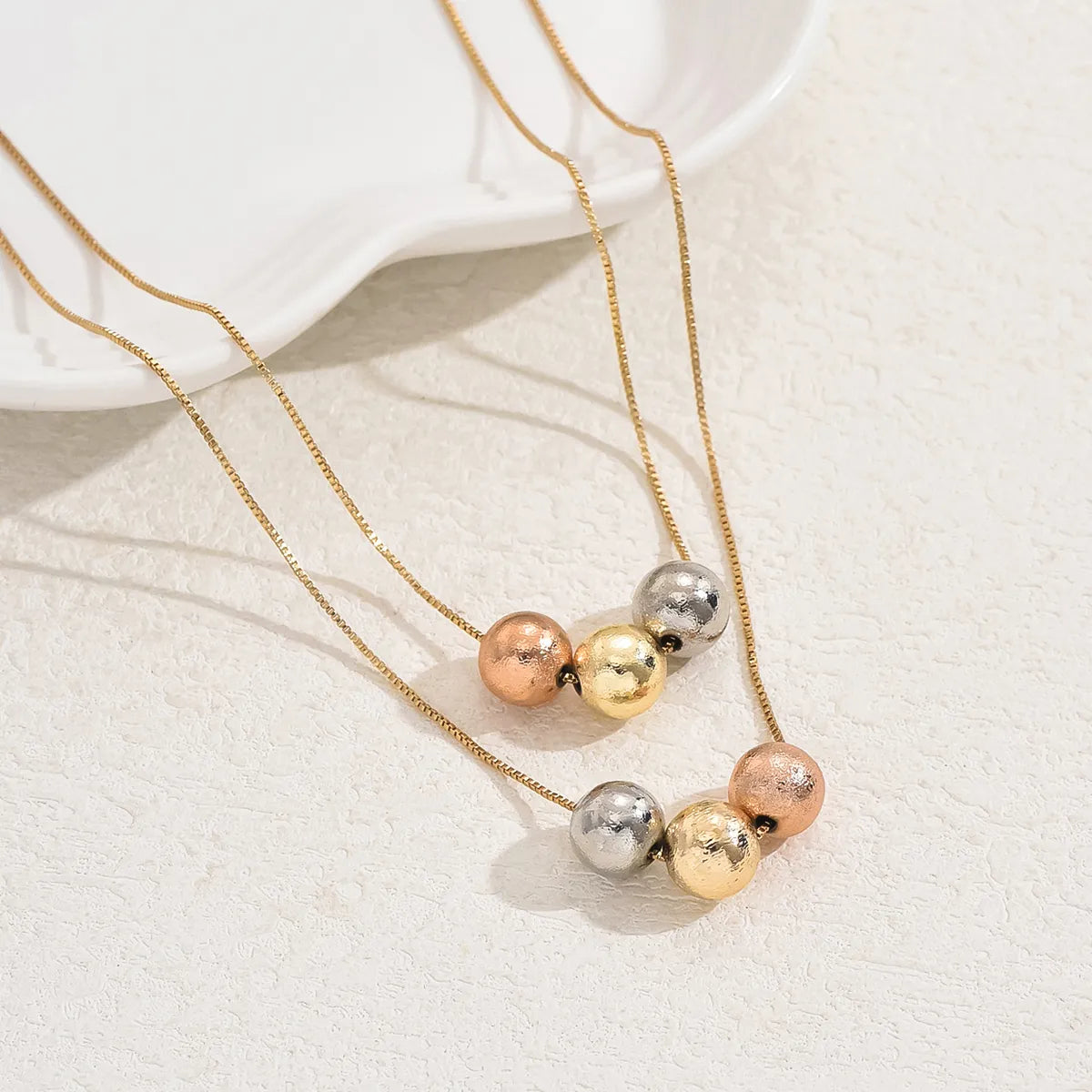 Necklaces For Hike Style-Copper 18K Gold Plated Simple Style Classic Style Geometric Double Layer Necklaces