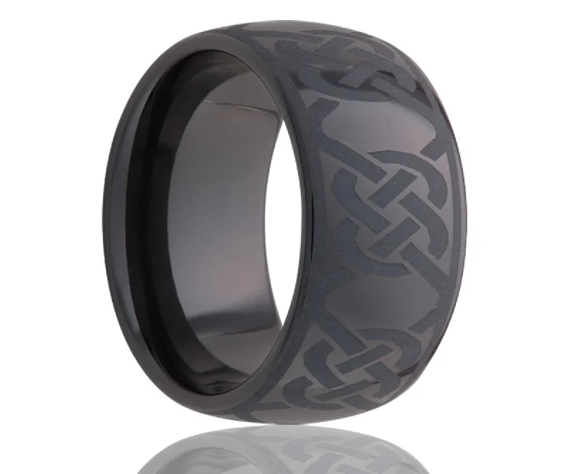 Rings For Bright Glow-Black Laser Engraved Infinity Knot Ceramic Ring