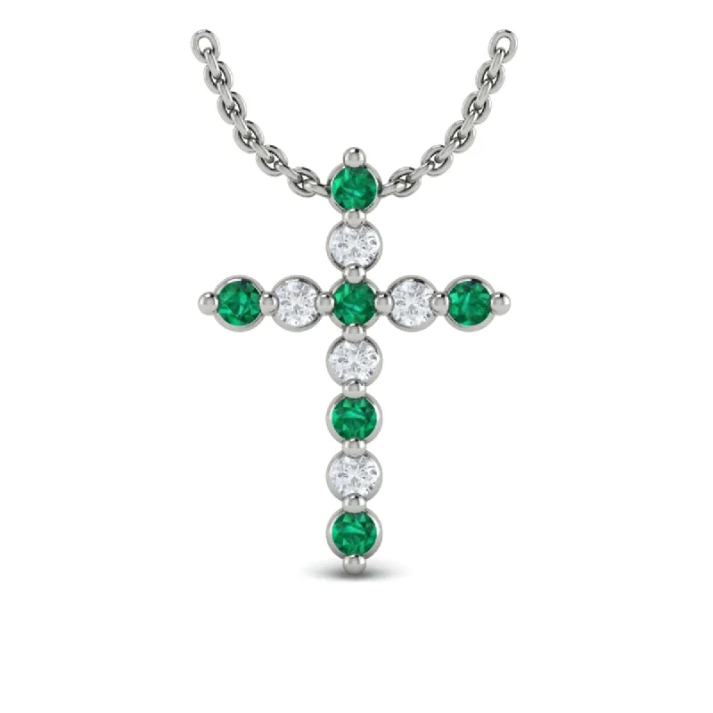 Necklaces For Dance Events-Diamond and Emerald Floral Cluster Pendant Necklace