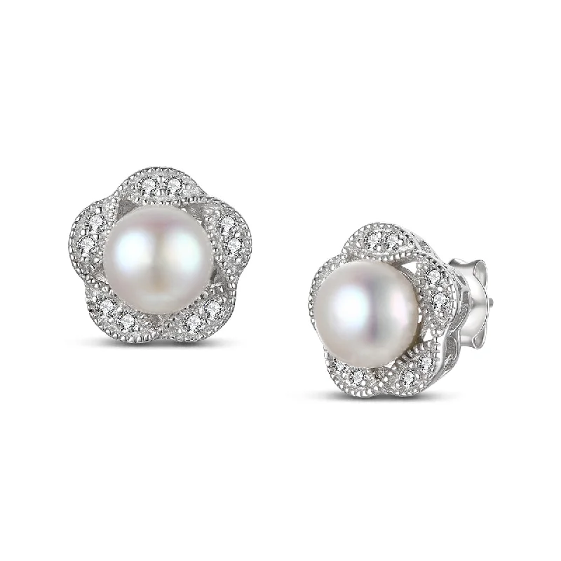 Earrings For Field Glow-Glamorous White Gold and Pearl Drop Earrings